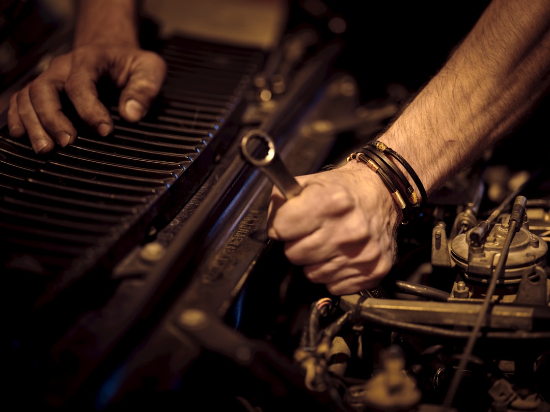 Mechanic servicing a car